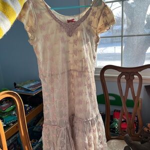 DownEast Cream and Pink Lace Dress